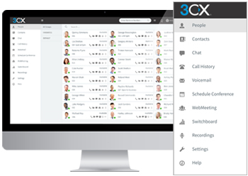 صفحه کاربران در نسخه pro سیستم تلفنی 3cx
